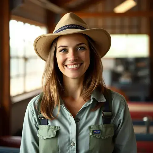 Jennifer Wilson, 45 year old woman in farm office attire